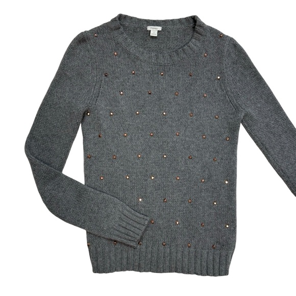 Fossil Wool Cashmere Blend Grey Beaded Sweater Size S - Picture 6 of 9